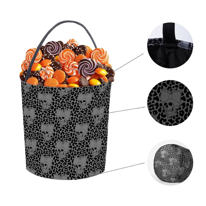 Joyly Halloween Boo Basket，Trick Or Treat Bucket - Collapsible Reusable Skull Ghost Candy Tote Bags for Kid Gifts Storage Halloween Party Favors - Image 3